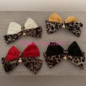 Leopard Print Bow Hair Clips Set